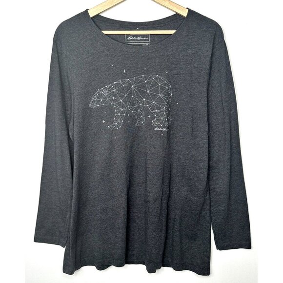 Eddie Bauer Tops - Eddie Bauer Womens Shirt Graphic Polar Bear Constellation Long Sleeve Gray 2XL